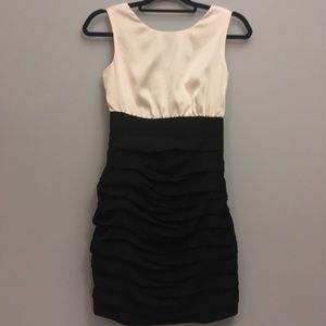 Express Black and White Dress with Ruffled Skirt